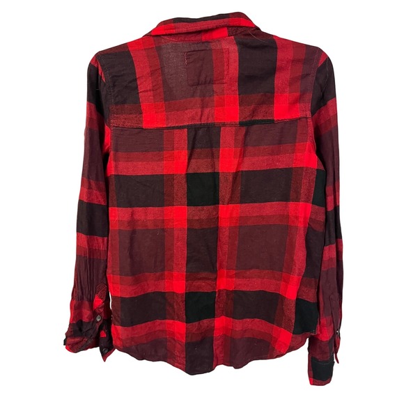 Abercrombie & Fitch Women's Buffalo Plaid Button Down Flannel Shirt- Size Large - Picture 3 of 8